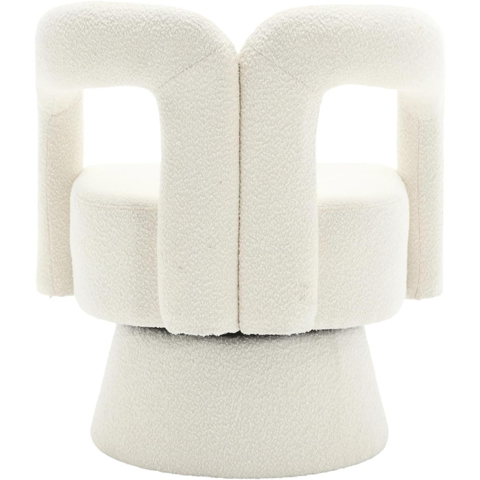 Обертові на 360 градусів акцентні крісла у формі бочки, круглі крісла з широкою оббивкою, крісло з плюшевої тканини для вітальні, спальні, офісу, зали очікування (бежевий)