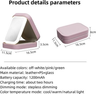 Дорожня косметичка, інтегрована коробка для зберігання косметики з дзеркалом, що наповнює світло, 3 кольори, світлодіодна косметичка, сумка-органайзер для макіяжу з дзеркалом з підсвічуванням, зелений