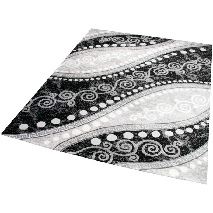 Килим сучасні орнаменти з блискітками сірий чорний крем розмір 200x280 см