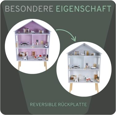 Дерев&39яний ляльковий будиночок "Бандити та ангели", білий та рожевий, сучасна вілла, вік 3, висота 115,5 см включає 47 предметів меблів ляльковий будиночок іграшка для ляльок, висота 115 см