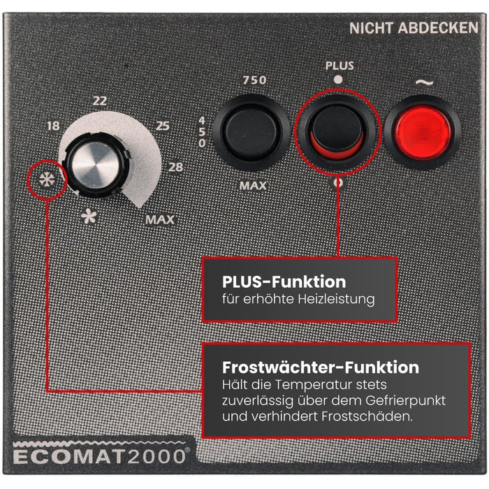 Мобільний тепловентилятор 230В 450Вт / 750Вт / 1800Вт терморегулятор автоматичне вимкнення антрацит, 2000 Classic Plus