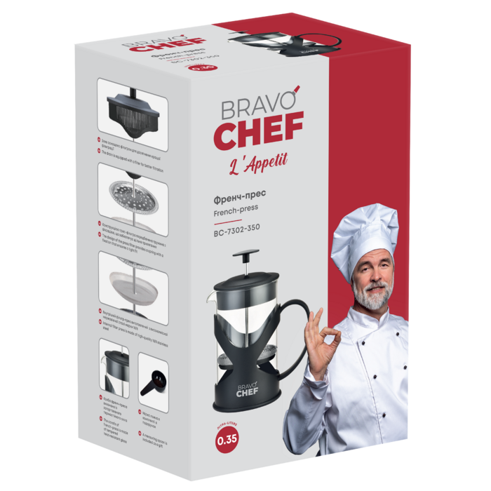Френч-прес Bravo Chef L'Appetit, 0.35 л  (6908247)