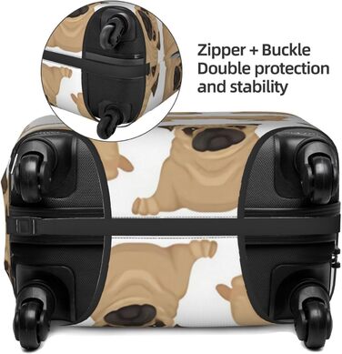 Чохол для валізи Мопс-цуценя, еластичний захист від подряпин, розмір M, чорний, 85 см