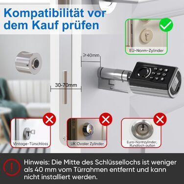 Дверний замок з паролем WELOCK ToucA51, електронний замок із кодом PIN-коду з відбитком пальця з програмою, паролем, RFID-карткою та WIFI (потрібен WIFIBOX), підходить для дверей 30-70 мм