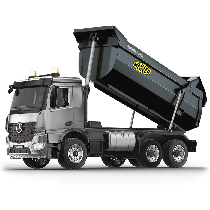 Модель самоскида Mercedes-Benz Arocs Meiller Metal 120 2,4GHz Підйомний механізм 15 кг, металеві шестерні, металевий кузов, повний привід (4WD), підвіска, гумові шини, LED освітлення / сигнальні вогні