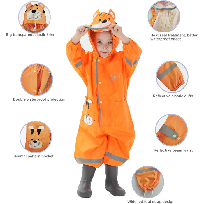 Повітропроникний водонепроникний дощовик для дітей, дівчаток та хлопчиків, з капюшоном, легкий цільний дощовик, пончо для активного відпочинку на природі з прозорими полями, розширений комбінезон, дощовики, 1-8 років, 2-4 роки, рожево-червоний, колір сови