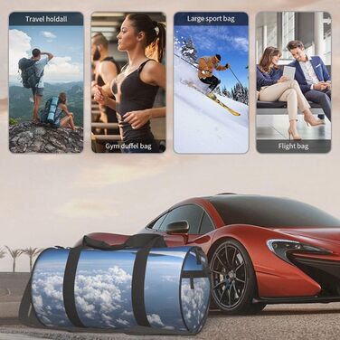 Спортивна сумка, дорожня сумка, принт Авіалайнер, сумка на нічліг, чорна, універсальний розмір, сумка для подорожей