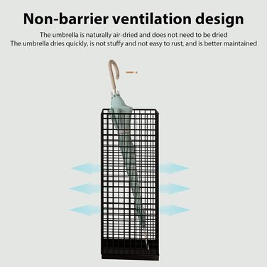 Металева підставка для парасольок, Підставка для парасольок, Стійка до іржі, Велика місткість, Підставка для парасольок, Органайзер для дверних парасольок, Вхідна підставка для парасольки, Відро для зберігання парасольок Чорний