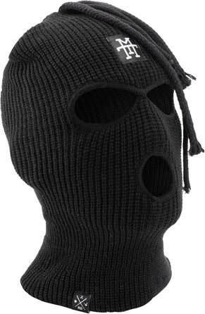 Балаклава Manufaktur13 Dread - лижна маска з 3 отворами та дредами, лижна маска різних кольорів, багатофункціональна маска, еластична/розтяжна, в&39язана, один розмір, чорна