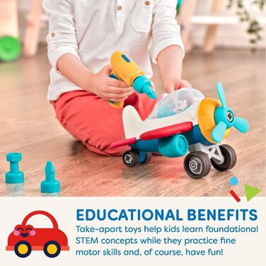 Іграшка-літак Wonder Wheels Іграшка-літак-конструктор з акумуляторною викруткою для дітей Навчальна іграшка для складання для дітей віком від 3 років (27 деталей), різнокольорова