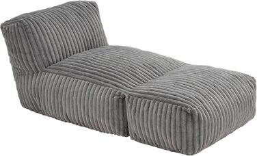 Крісла-шезлонги Hobestluk Big Bean Bag Lounger, велике крісло-мішок для дорослих, диван-мішок з наповнювачем з піни з ефектом пам&39яті для вітальні, спальні або балкону (сіра смужка), сірий
