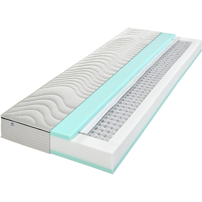 Матрац Irisette Rgen з 1000 пружинами кишенькової конструкції, висота 24 см, 7-зонний двосторонній матрац, рівень жорсткості 3, 160x200 см, сертифікований Oeko-Tex, виготовлений відповідно до німецьких стандартів якості 160 x 200 см H3 - середньої жорстко