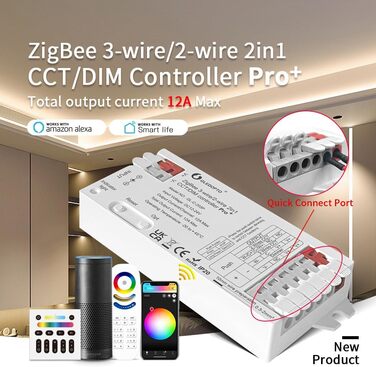 Контролер світла GLEDOPTO ZigBee 3.0 Pro WWCW 2 в 1 CCT Dimmer 12A Max H/ue Alexa Homey Tuya Smart Life APP Control 2 в 1 світлодіодний контролер