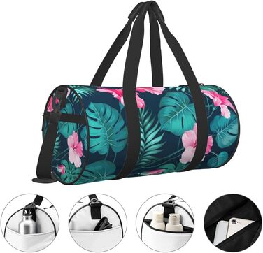 Гавайська дорожня сумка з рожевою квіткою, кругла форма, великий об'єм, легка та міцна, ідеальний подарунок для піших прогулянок, відпустки, ділових поїздок та іншого, Гавайська рожева квітка, універсальний розмір