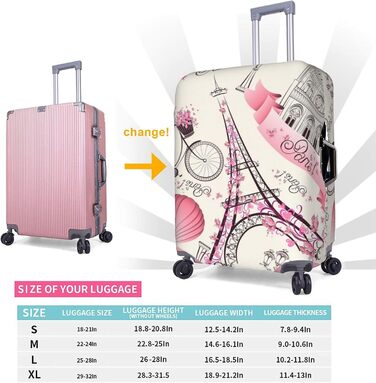 Чохол для валізи Паризький Ейфелевий вежа - еластичний, миючий, захист від подряпин для дітей та дорослих (45.7-53.3 см)