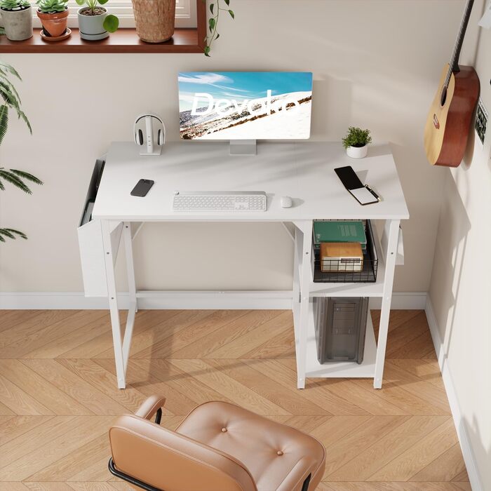 Комп'ютерний стіл Devoko зі зворотною полицею, 100-сантиметровий письмовий стіл з гачком для навушників, навчальний стіл в індустр