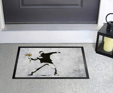 Бенксі, Килимок для квітів, Графіті, Вуличне мистецтво, Декоративний килимок для приміщень Дизайнерський килимок для прихожей 70x50 см 50 x 70 см, 1art1