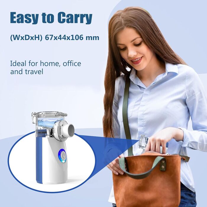 Інгалятор для дітей та дорослих - небулайзер небулайзер дитячий, ультразвуковий інгалятор від застуди, інгалятор з мундштуком та 2-ма масками (синій) Один розмір Синій