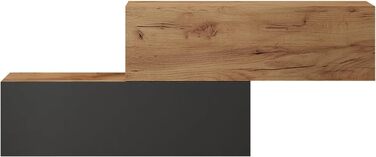 Тумба під телевізор Planetmbel вітальня 2 шт. 100 см золотий дуб / антрацит - золотий дуб, сучасна, тумба під телевізор з 2 стулка