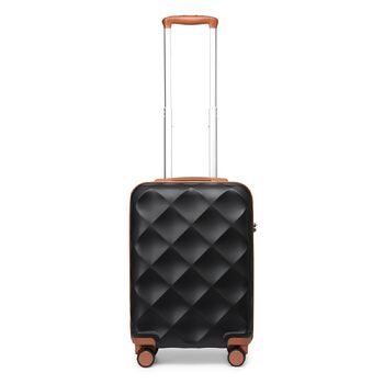 Легка дорожня валіза British Traveller, ручна поклажа, 54x36,5x21,5 см, виготовлена з ABSPC, із замком TSA, 4 колеса, чорно-коричневий колір, розмір S (54 см, 34 л)