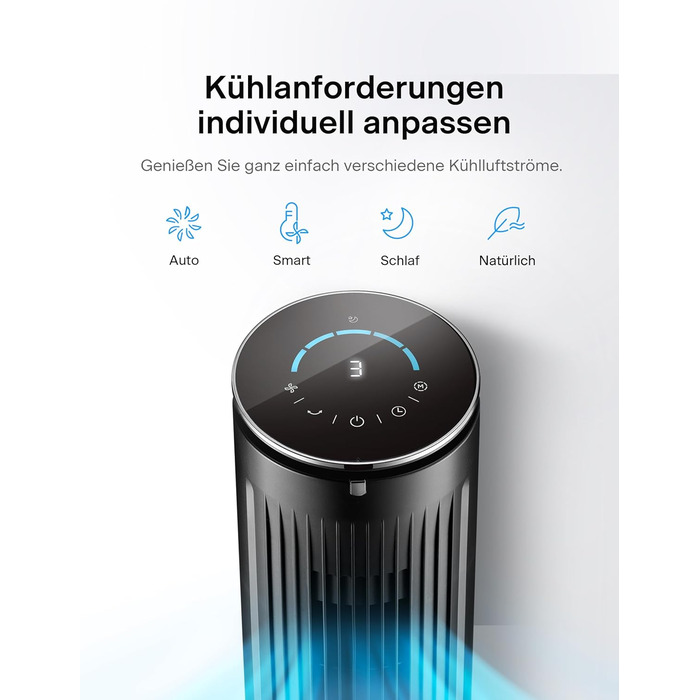 Тихий баштовий вентилятор Pelonis, 4,2 м/с вентилятор з пультом дистанційного керування, баштовий вентилятор на підставці з 9-годи