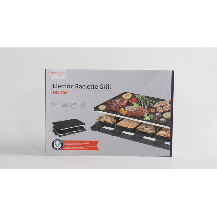 Раклетний гриль 2-в-1 Електричний настільний гриль на 8 осіб Двостороння пластина для гриля з антипригарним покриттям Електричний гриль Бездимний раклет з 8 міні-раклетами та 8 скребками Можна мити в посудомийній машині 1300 Вт Двостороння сковорода-гриль