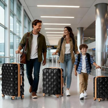 Легка дорожня валіза British Traveller, ручна поклажа, 54x36,5x21,5 см, виготовлена з ABSPC, із замком TSA, 4 колеса, чорно-коричневий колір, розмір S (54 см, 34 л)