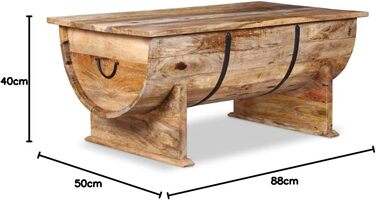 Журнальний столик з масиву мангового дерева 88x50x40 см, приставний столик