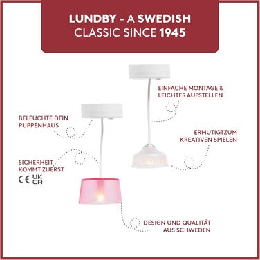 Набір для освітлення лялькового будиночка LUNDBY, аксесуари для лялькового будиночка з 2 частин - лампа для лялькового будиночка на батарейках для мініатюрного будиночка - набір лялькових аксесуарів для ляльок 11 см у масштабі 118 нового покоління
