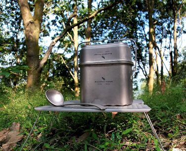 Набір мірних чашок для фляги Boundless Voyage з титану, що використовується у кемпінгових та підвісних кухонних пристроях, у формі нирки, з кришкою та ручками Ti2059C