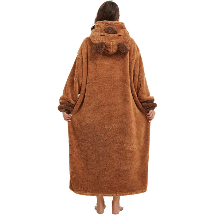 Великогабаритна ковдра з капюшоном, светр, картата, унісекс, з великою кишенею для телевізора, ковдра, універсальний розмір, подарунок на зиму, Cocooning Capybara One Size