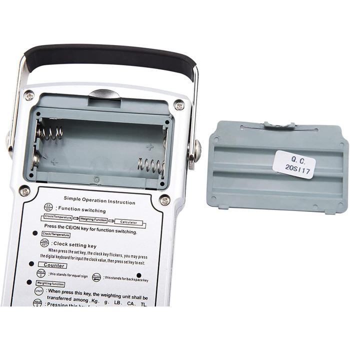 Електронні ваги для рибальських гачків, цифрові підвісні ваги, місткість 50 кг, з підсвічуванням РК-дисплея, 7-дюймовий багатофункціональний пристрій для риболовлі, подорожей, використання, включає температурний годинник, калькулятор, кран