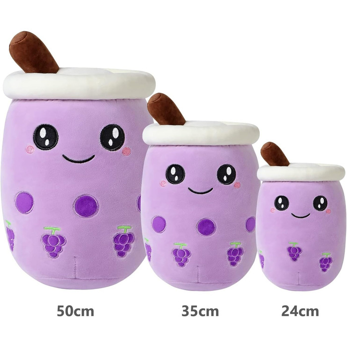 Плюшева іграшка Shownicer Boba Tea, каваї, м&39яка тварина з бульбашкового чаю, плюшева іграшка-подушка, подушка для ляльки у формі чашки молочного чаю, мила іграшка-подарунок для дітей, дівчаток, хлопчиків, фіолетовий виноград, 24 см