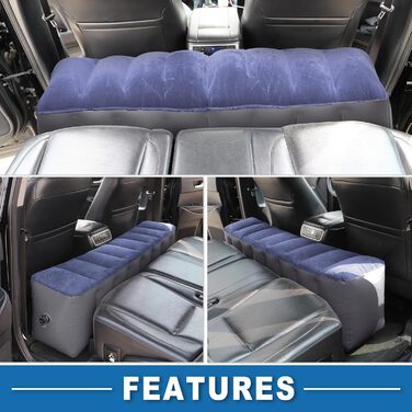 Автомобільний матрац, килимок для сну, надувний матрац для денного сну та подорожей, синій/сірий