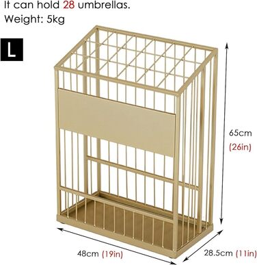 Великий тримач для парасольки, окремо стоячий, прямокутний, металевий, органайзер для зберігання палиць, сучасна сітчаста полиця (колір золото)