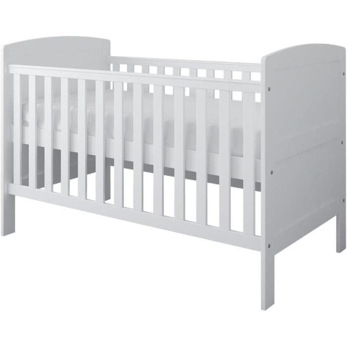 Дитяче ліжко/ліжечко Kids Collective 70x140 см з матрацом, трансформоване ліжечко, регульована висота Біле дитяче ліжко, зроблено в Європі, 70x140 см Від народження до 6 років, 70 x 140 см білий матрац