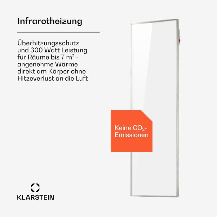 Інфрачервоний обігрівач Klarstein з термостатом, електричний обігрівач потужністю 300 Вт, інфрачервоний обігрівач Smart Home Picture для настінного монтажу, ІЧ з керуванням через додаток IoT/WiFi, плоский радіатор для вологих приміщень, настінний обігріва