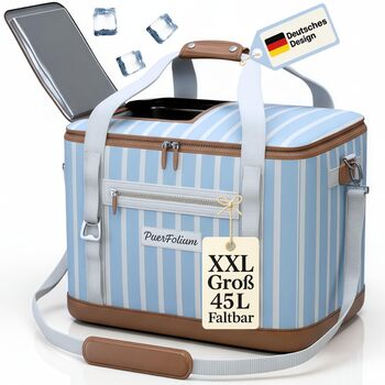 Велика сумка-холодильник 45 л XXL, сумка для пікніка, для покупок, пляжу, автомобіля, кемпінгу, використання на свіжому повітрі, пасивний холодильник, сумка-холодильник, сумка для заморожування, термосумка, ізольована сумка, верхній клапан, складна, ретро