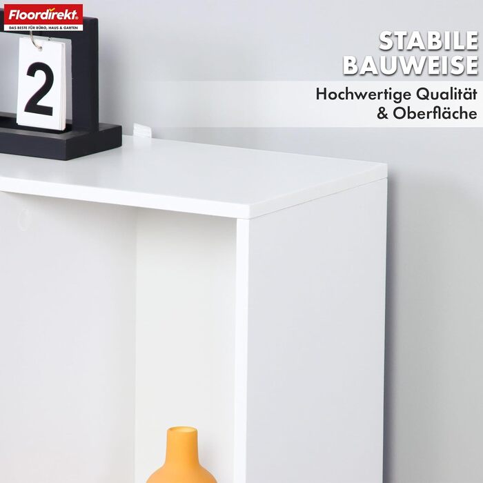 Книжкова полиця Floordirekt, біла полиця з 5 відділеннями, кубічна полиця, 24 Г x 50 Ш x 80 В см, перегородка для дитячої кімнати, вітальні, офісу та спальні (Арканзас)