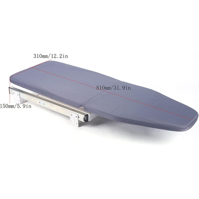 Складана прасувальна дошка, розсувна на 180 прасувальна дошка 80 см, компактна настінна шафа, що економить місце, зі знімним тканинним чохлом, сіра