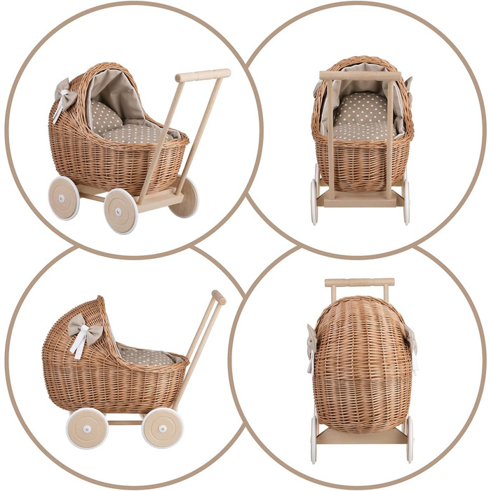 Плетені коляски для ляльок з постільною білизною ідеальна ідея для подарунка плетені коляски для ляльок красива іграшка з лози пле