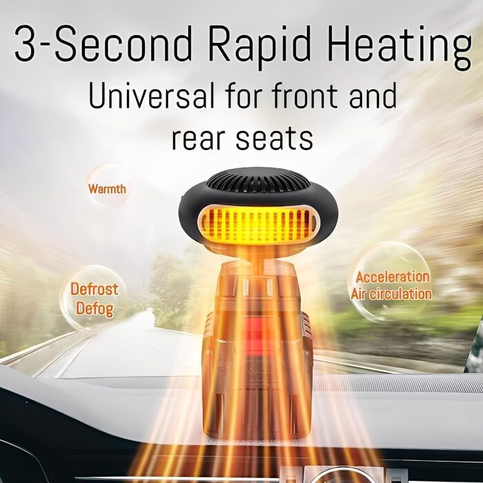 Автомобільний обігрівач на батарейках з обертанням на 360, обігрівач для паркування автомобіля, акумуляторний обігрівач з USB-портом для кемпінгу, намету, триколісного велосипеда, офісу, автомобіля, гольф-кара (2 батареї, 5 секцій) 2 батареї 5 секцій