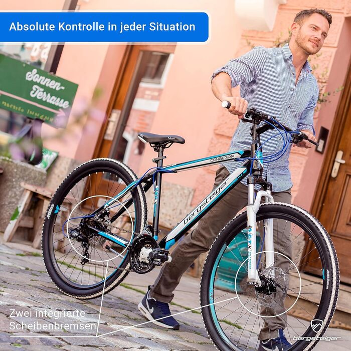 Гірський велосипед 29 дюймів, алюмінієва рама, дискові гальма, хардтейл MTB з ліхтарями та бризковиками, 21 швидкість, передня підвіска, підходить для велосипедистів зростом від 160 см, глянцево-зелений колір 29 дюймів, 26