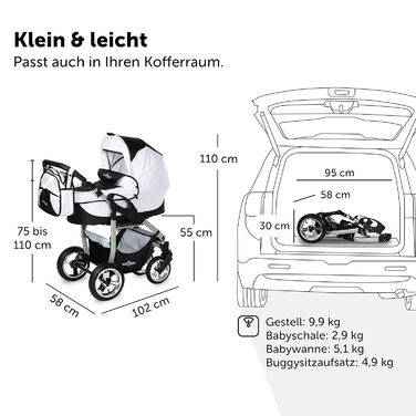 Коляска Bergsteiger Capri 3в1 коляска в комплекті з аксесуарами - дитяче автокрісло, кріплення для коляски, захист від сонця та по