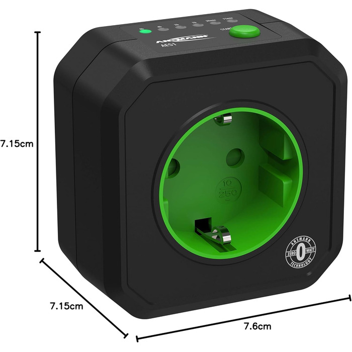 Розетка з таймером ANSMANN - перемикається, компактна енергозберігаюча розетка з таймером зворотного відліку для приміщень, новорічна прикраса, без споживання в режимі очікування, чорна, 2500 Вт