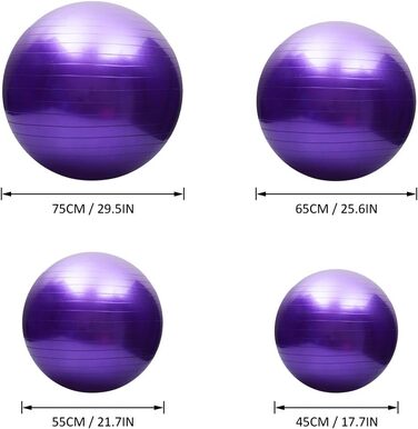 М'яч для йоги проти розриву TOMSHOO Потовщений м'яч для балансу стабільності М'яч для вправ для пілатесу Barre 45 см/55 см/65 см/75 см Подарунковий повітряний насос рожевий 45 см