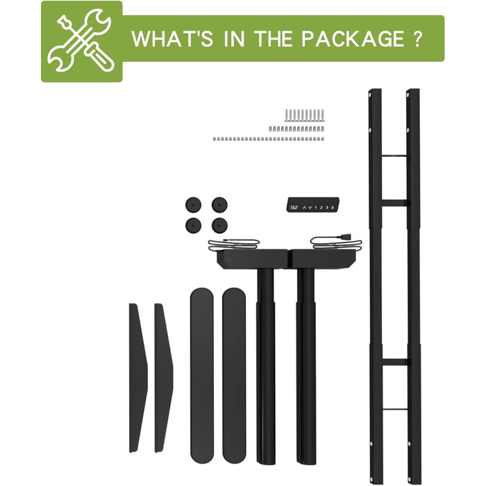 Каркас столу Radlove з подвійним двигуном та регулюванням висоти, регульовані ніжки підставки для столів розміром від 120 до 178 см з 4 функціями пам&39яті (чорний циліндричні ніжки)