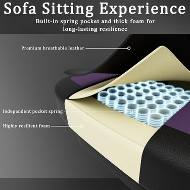 Ігрове крісло Cavabien з пружинною амортизацією Pocket Spring та підставкою для ніг, ергономічне комп&39ютерне крісло для дорослих, дихаюче ігрове крісло зі штучної шкіри (фіолетове)