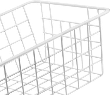 Набір із 4 білих металевих дротяних кошиків, 28 x 22 x 12 см, штабельовані дротяні кошики для зберігання, кошики для морозильної камери, сітчасті кошики для ванної кімнати, офісу, кухні, шафи, полиці