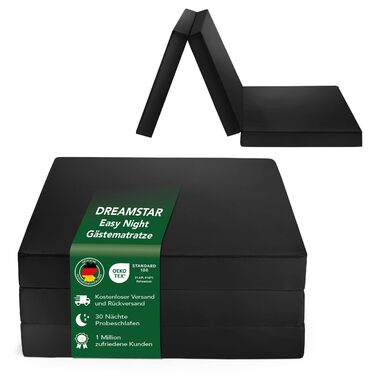 Матрац DREAMSTAR Easy Night Folding 3-секційний складний гостьовий матрац Можна прати Ортопедичні подушки Сертифіковано Oeko-TEX 60 x 190 см